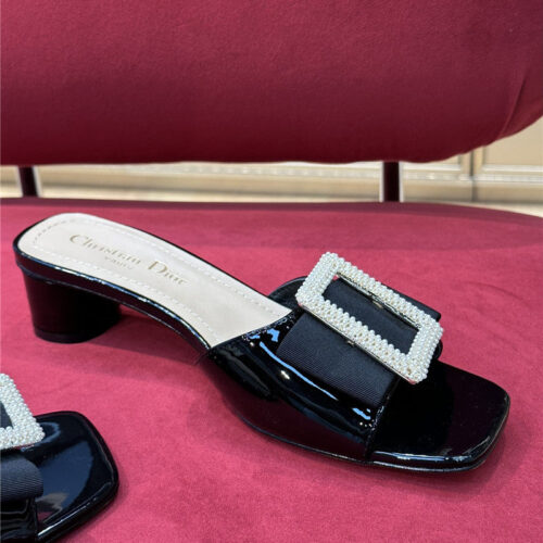 High Quality Luxury Dior Spring Summer Small Heel Slippers – Style 96102 product detail
