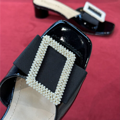 High Quality Luxury Dior Spring Summer Small Heel Slippers – Style 96102 product detail