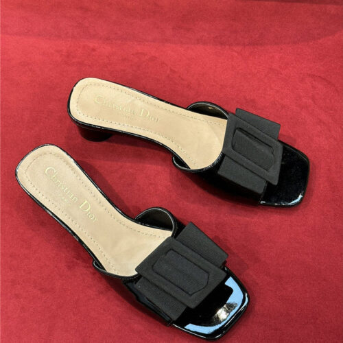 High Quality Luxury Dior Spring Summer Small Heel Slippers alternate view