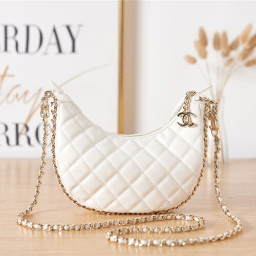 High Quality Luxury Chanel Small Hobo Bag White alternate view
