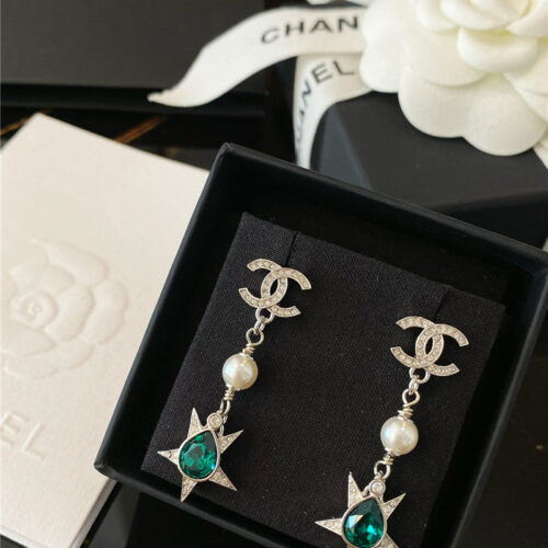 High Quality Luxury Chanel Double C Five-Pointed Star Design Earrings