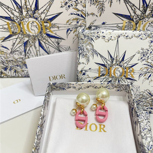 High Quality Luxury Dior D Double Bead Pendant Earrings product detail