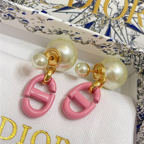 High Quality Luxury Dior D Double Bead Pendant Earrings product detail