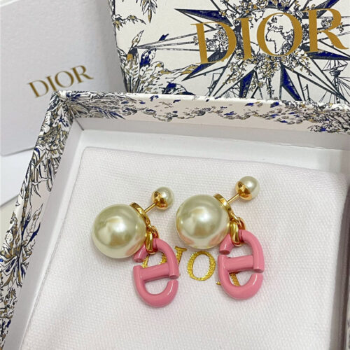 High Quality Luxury Dior D Double Bead Pendant Earrings product detail