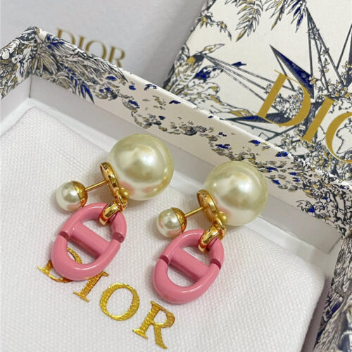 High Quality Luxury Dior D Double Bead Pendant Earrings product detail