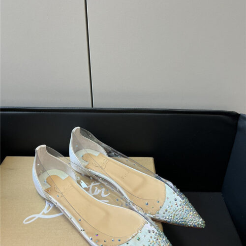 High Quality Luxury Christian Louboutin Pvc Drill Face Flats
