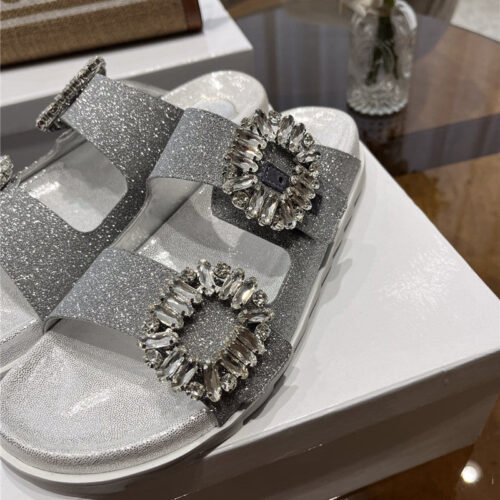 High Quality Luxury Roger Vivier New Rhinestone Buckle Sandals product detail