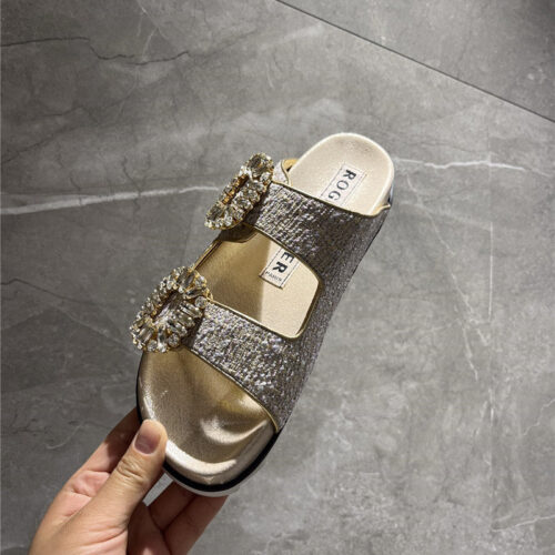 High Quality Luxury Roger Vivier New Rhinestone Buckle Sandals – Style 77716 alternate view