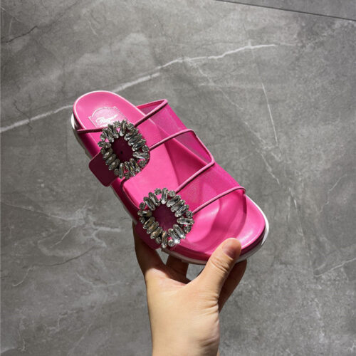 High Quality Luxury Roger Vivier New Rhinestone Buckle Sandals – Style 50036