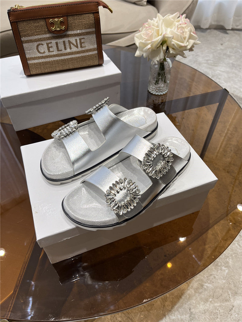 High Quality Luxury Roger Vivier New Rhinestone Buckle Sandals – Style 13876