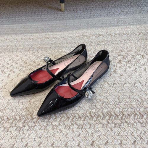 High Quality Luxury Roger Vivier New Pointed Toe Flat Mary Jane Shoes alternate view