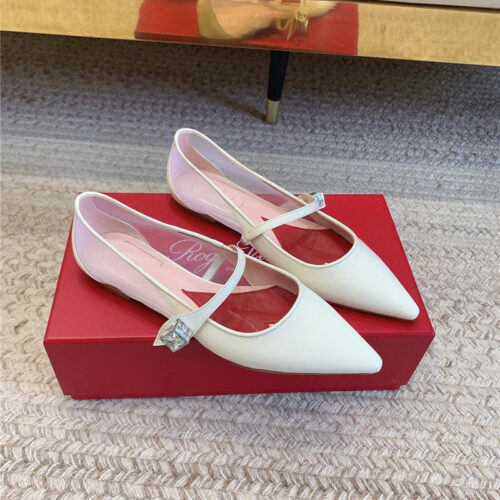High Quality Luxury Roger Vivier New Pointed Toe Flat Mary Jane Shoes product detail