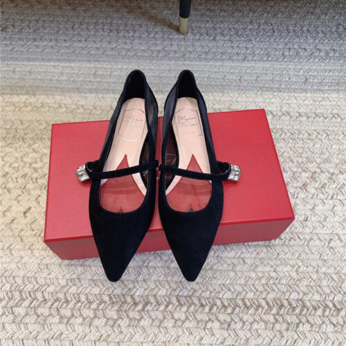 High Quality Luxury Roger Vivier New Pointed Toe Flat Mary Jane Shoes product detail