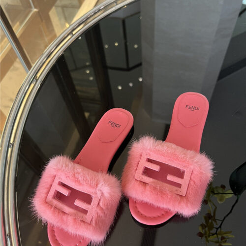 High Quality Luxury Fendi New Mink Fur Slippers – Style 73203