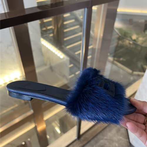 High Quality Luxury Fendi New Mink Fur Slippers – Style 11059 product detail
