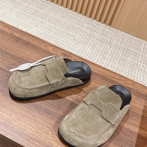 High Quality Luxury Hermes Moe Muellers Half -Drooping Shoes