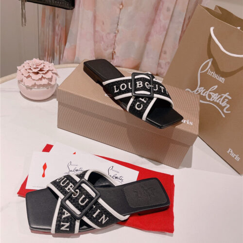 High Quality Luxury Christian Louboutin 2023 Letter New Red Sole Shoes Slippers alternate view