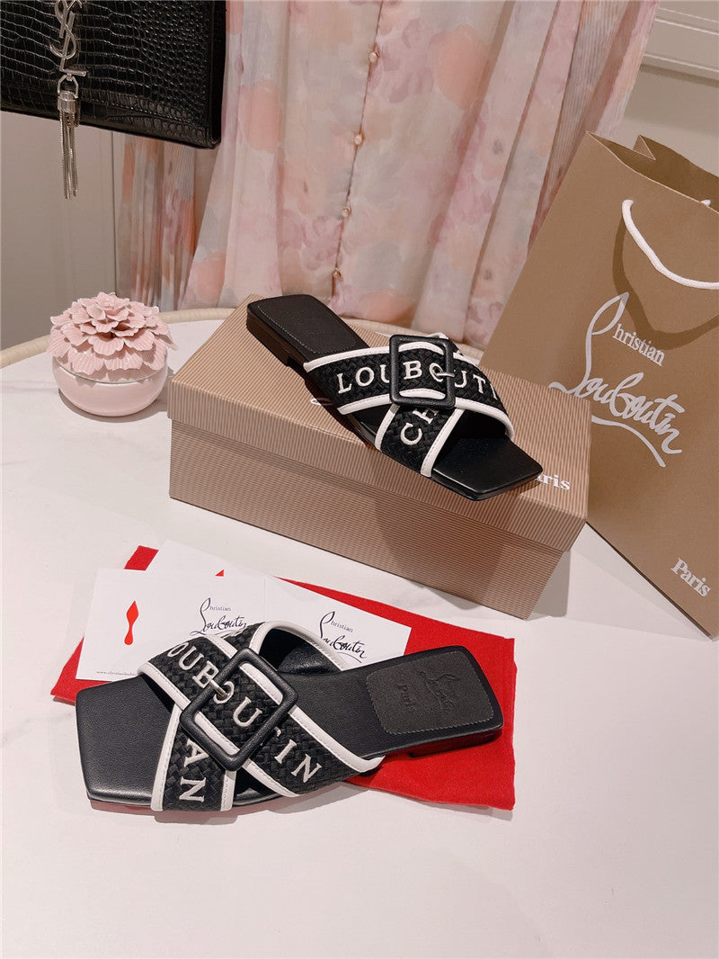 High Quality Luxury Christian Louboutin 2023 Letter New Red Sole Shoes Slippers product detail