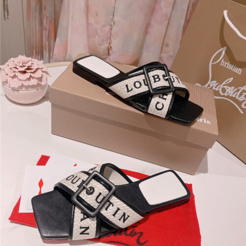 High Quality Luxury Christian Louboutin 2023 Letter New Red Sole Shoes Slippers – Style 59956 alternate view