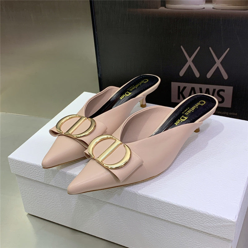 High Quality Luxury Dior Spring And Summer New Jelly-Colored Pointed Mules – Style 54374