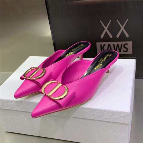 High Quality Luxury Dior Spring And Summer New Jelly-Colored Pointed Mules