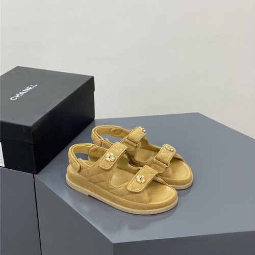 High Quality Luxury Chanel Pearl Buckle Velcro Sandals – Sizes 35–41 product image
