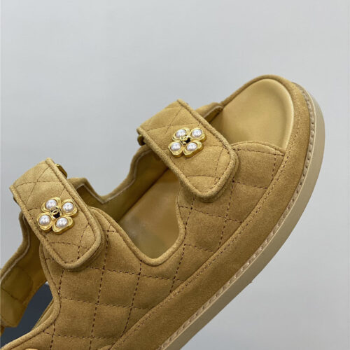 High Quality Luxury Chanel Pearl Buckle Velcro Sandals – Sizes 35–41 product detail