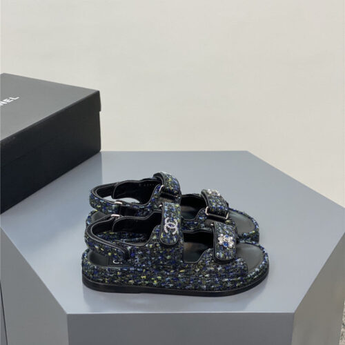 High Quality Luxury Chanel Classic Pearl Buckle Velcro Gold Coin Sandals product detail