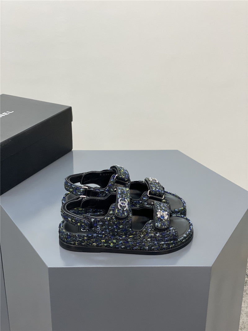 High Quality Luxury Chanel Classic Pearl Buckle Velcro Gold Coin Sandals product detail