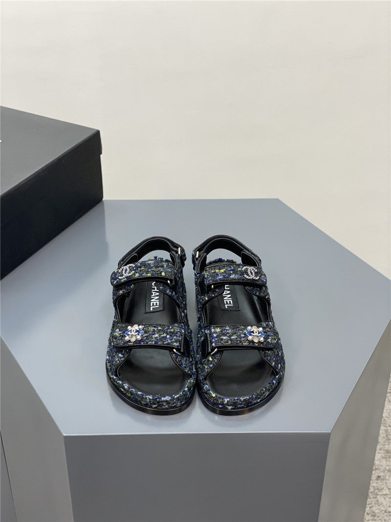 High Quality Luxury Chanel Classic Pearl Buckle Velcro Gold Coin Sandals product detail