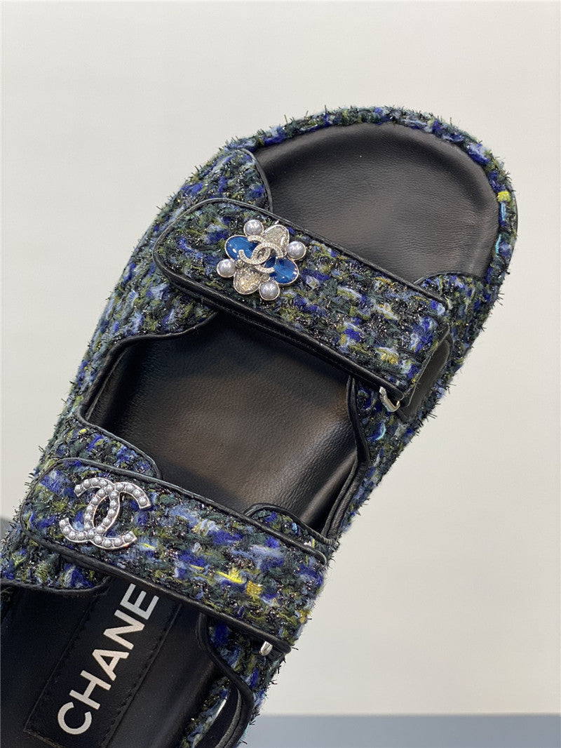 High Quality Luxury Chanel Classic Pearl Buckle Velcro Gold Coin Sandals product detail