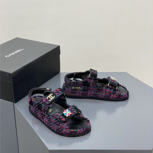High Quality Luxury Chanel Classic Pearl Buckle Velcro Sandals product detail
