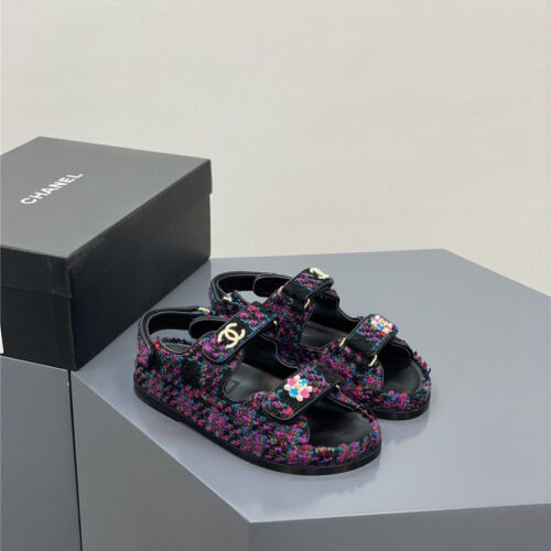 High Quality Luxury Chanel Classic Pearl Buckle Velcro Sandals