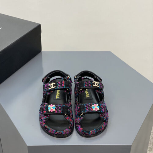 High Quality Luxury Chanel Classic Pearl Buckle Velcro Sandals alternate view