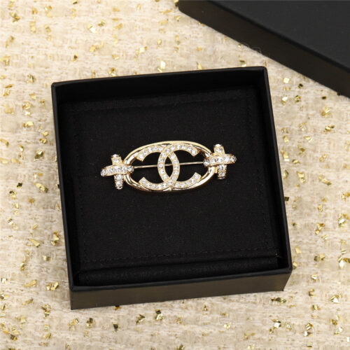 High Quality Luxury Chanel Double C Cross Brooch