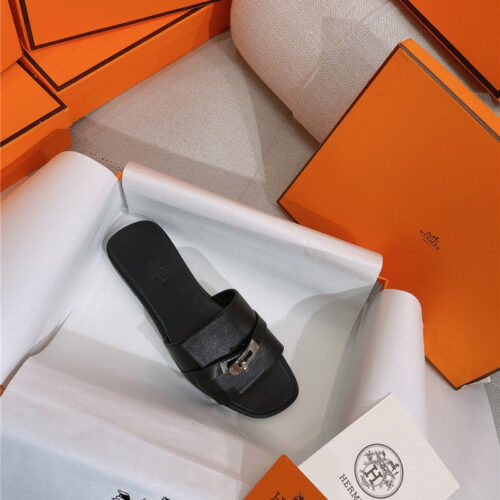 High Quality Luxury Hermes New Giulia Flat Kelly Buckle Slippers product detail