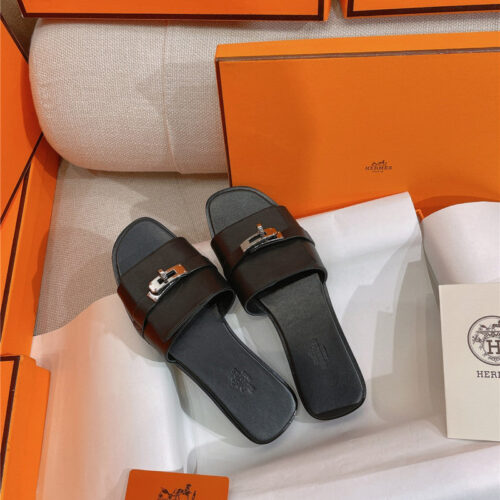 High Quality Luxury Hermes New Giulia Flat Kelly Buckle Slippers product detail