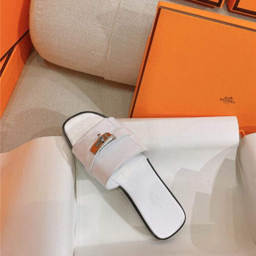 High Quality Luxury Hermes New Giulia Flat Kelly Buckle Slippers – Style 44323 product detail