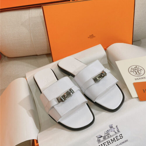 High Quality Luxury Hermes New Giulia Flat Kelly Buckle Slippers – Style 44323 product detail