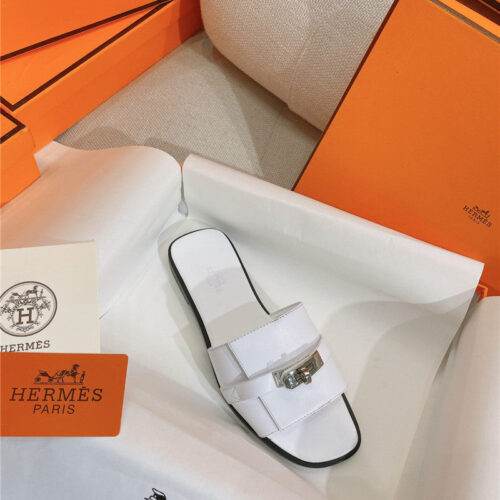 High Quality Luxury Hermes New Giulia Flat Kelly Buckle Slippers – Style 44323 product detail
