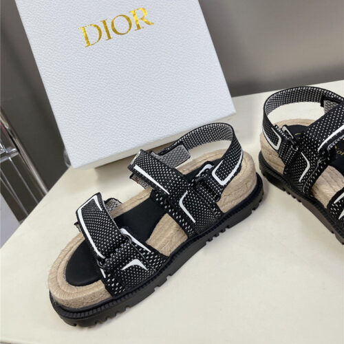 High Quality Luxury Dior Latest Velcro Hemp Rope Sandals – Style 36966 product detail