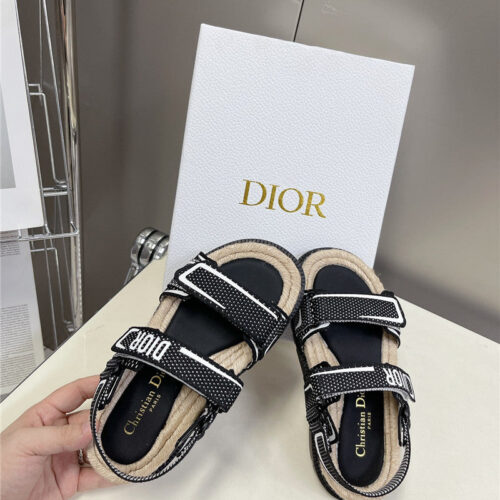 High Quality Luxury Dior Latest Velcro Hemp Rope Sandals – Style 36966 alternate view