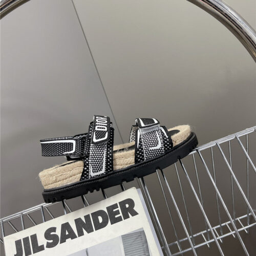 High Quality Luxury Dior Latest Velcro Hemp Rope Sandals – Style 36966 product detail