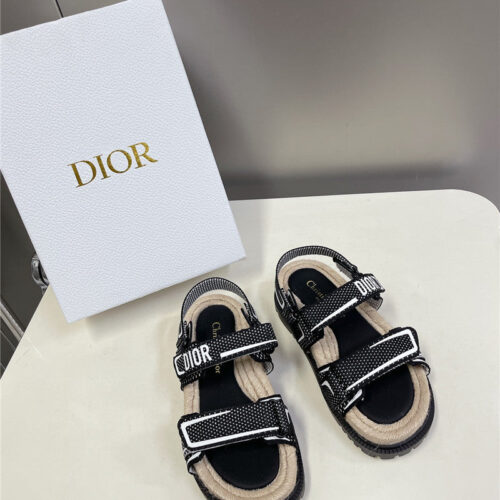 High Quality Luxury Dior Latest Velcro Hemp Rope Sandals – Style 36966 product detail