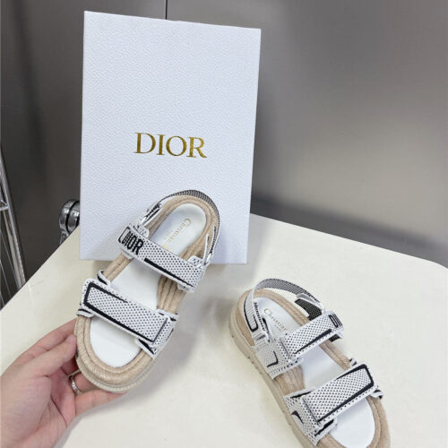 High Quality Luxury Dior Latest Velcro Hemp Rope Sandals – Style 26790 product detail