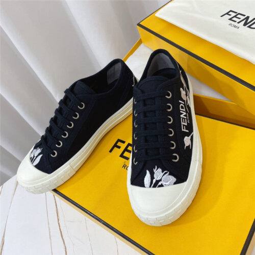 High Quality Luxury Fendi Domino Black Canvas Sneakers – Sizes 35–41 product detail