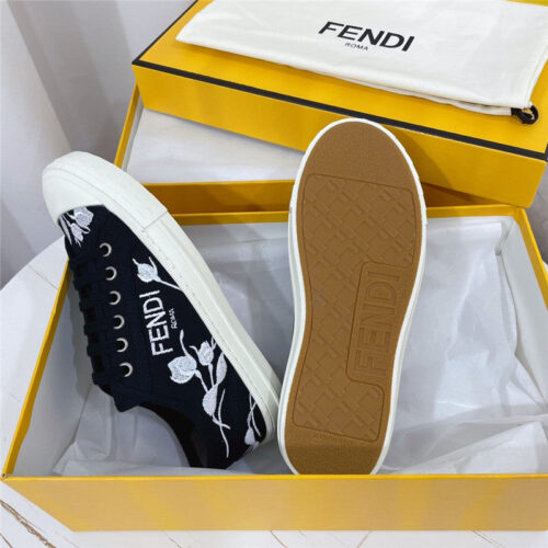 High Quality Luxury Fendi Domino Black Canvas Sneakers – Sizes 35–41 product detail