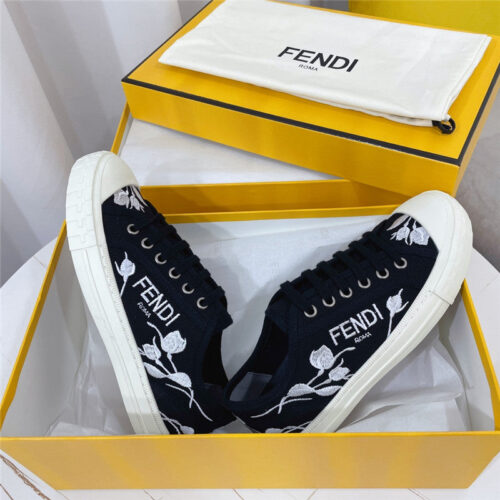 High Quality Luxury Fendi Domino Black Canvas Sneakers – Sizes 35–41 product detail
