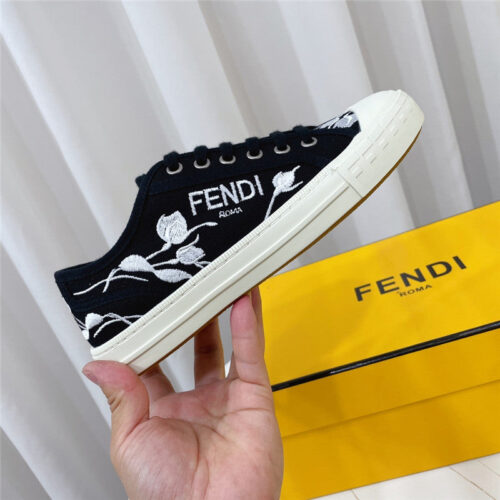 High Quality Luxury Fendi Domino Black Canvas Sneakers – Sizes 35–41 product detail