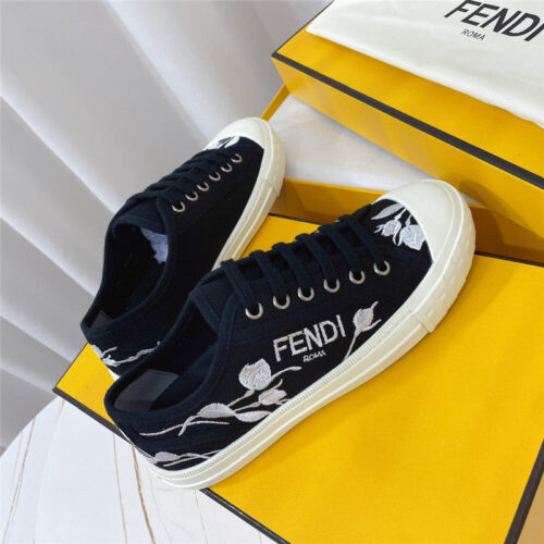 High Quality Luxury Fendi Domino Black Canvas Sneakers – Sizes 35–41 product detail